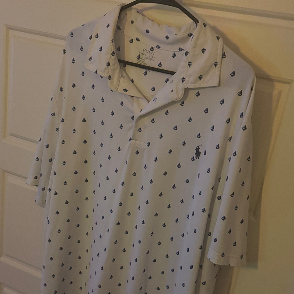 Polo by Ralph Lauren White and Blue Men's Shirt